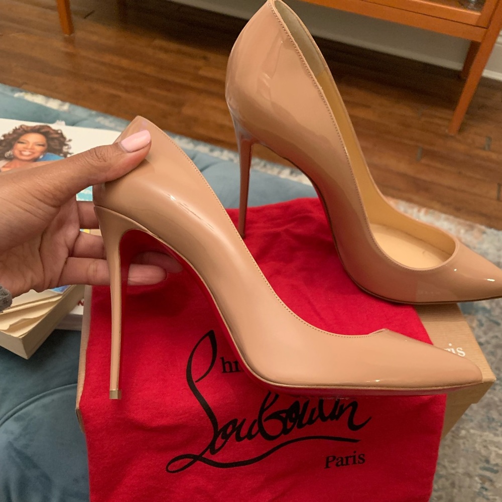 Nude Louboutin 100mm Red Bottom Pumps